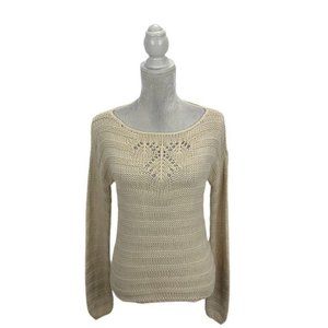 In the Knit Cream Open Knit Sweater Boatneck XS